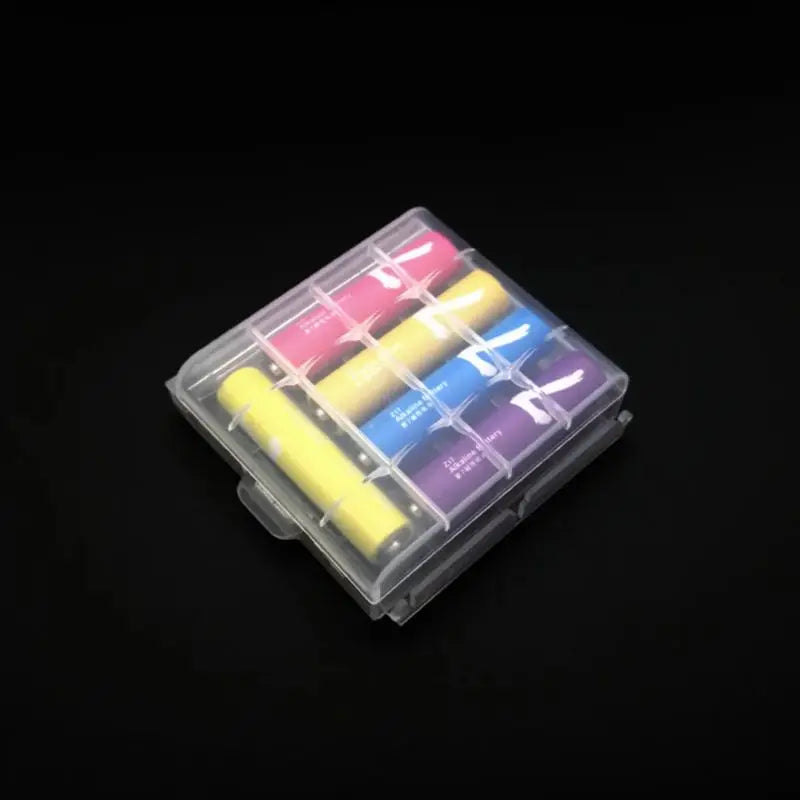 Clear Battery Storage Box – Holds 4 AA or 5 AAA Batteries