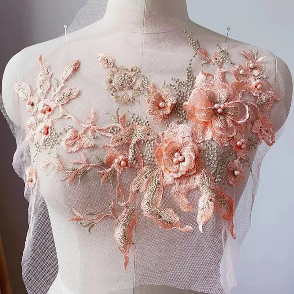 Sequined Floral Embroidery Patch – DIY Appliqué Costume Decor