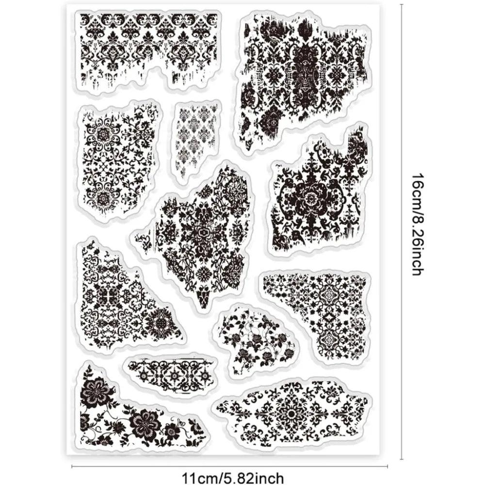 Vintage Texture Clear Stamp Set – 12pc Retro Scrapbooking