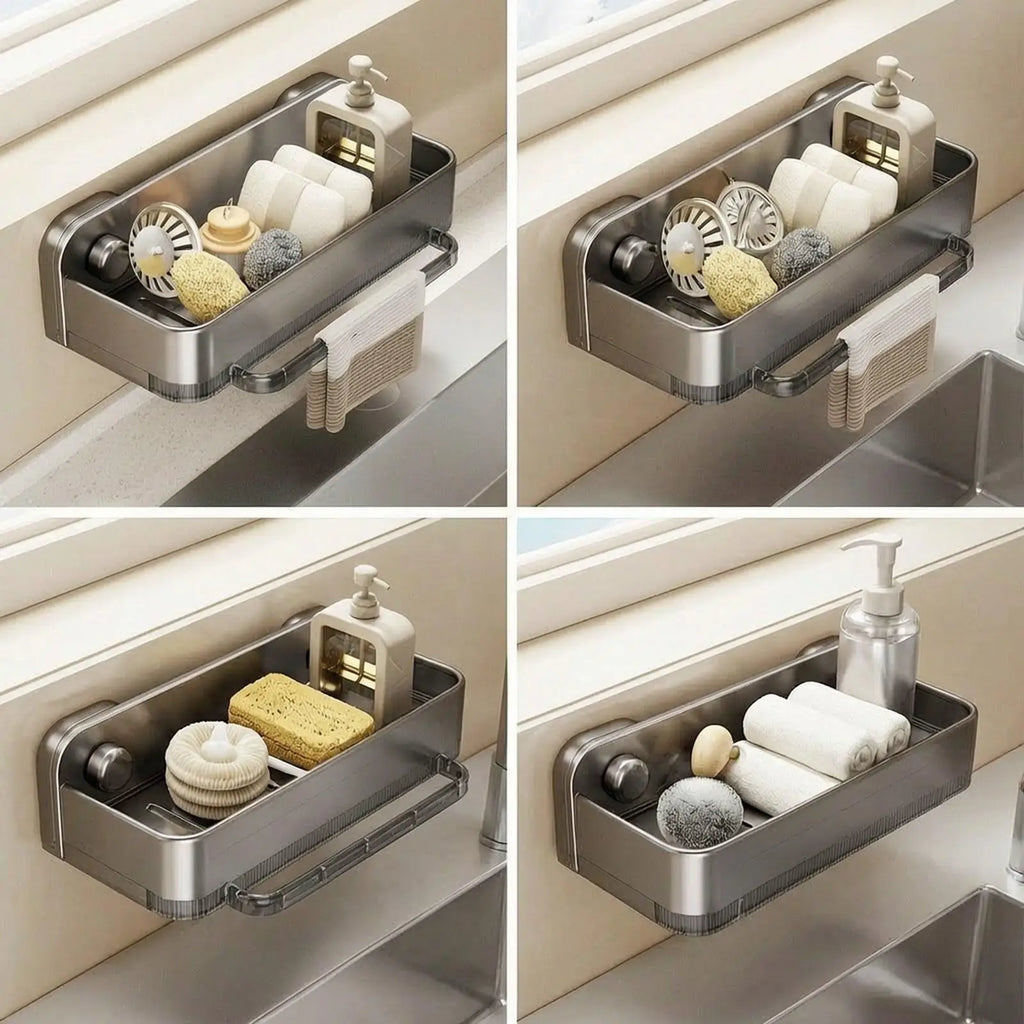 Wall Mounted Kitchen Sponge Holder with Draining Tray
