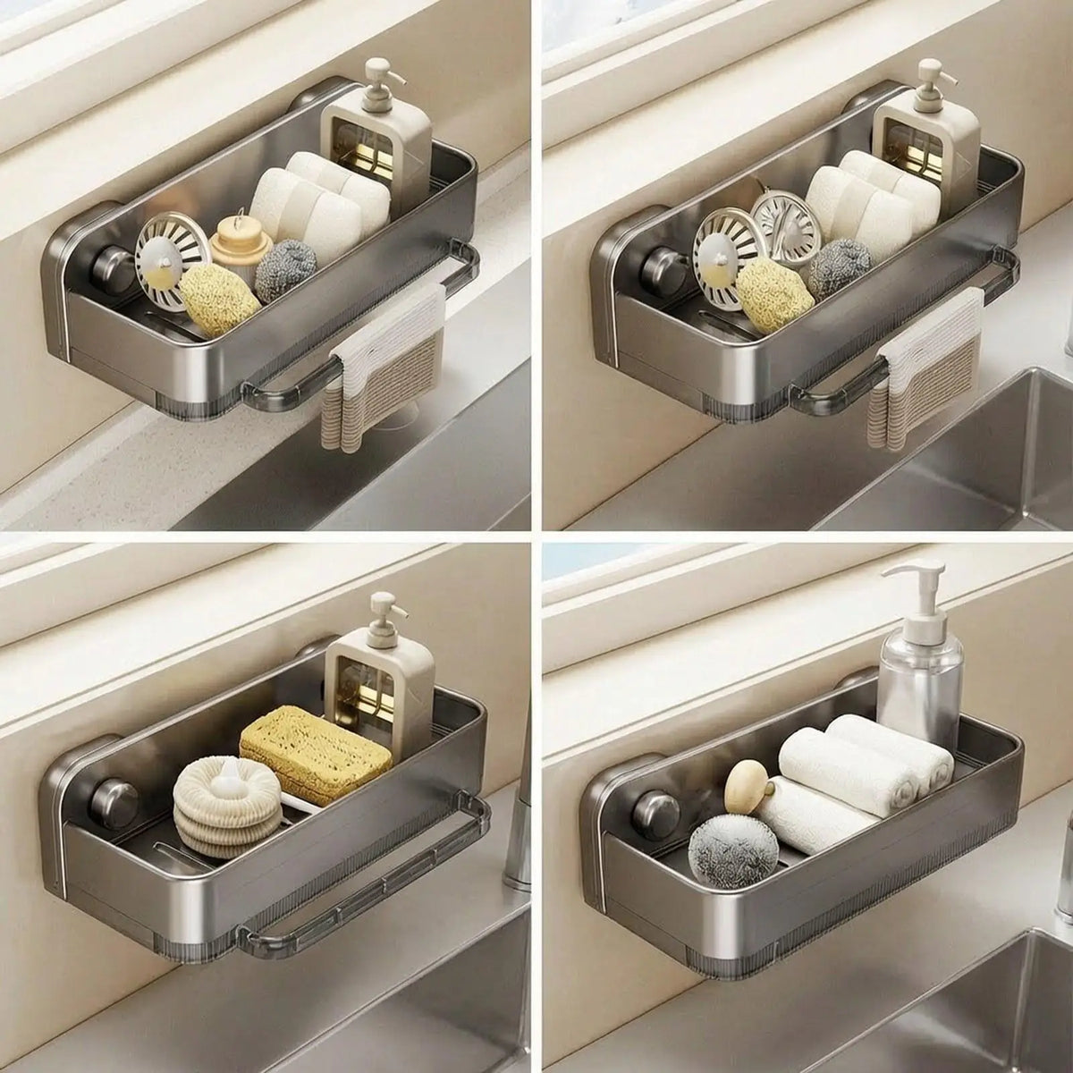 Wall Mounted Kitchen Sponge Holder with Draining Tray