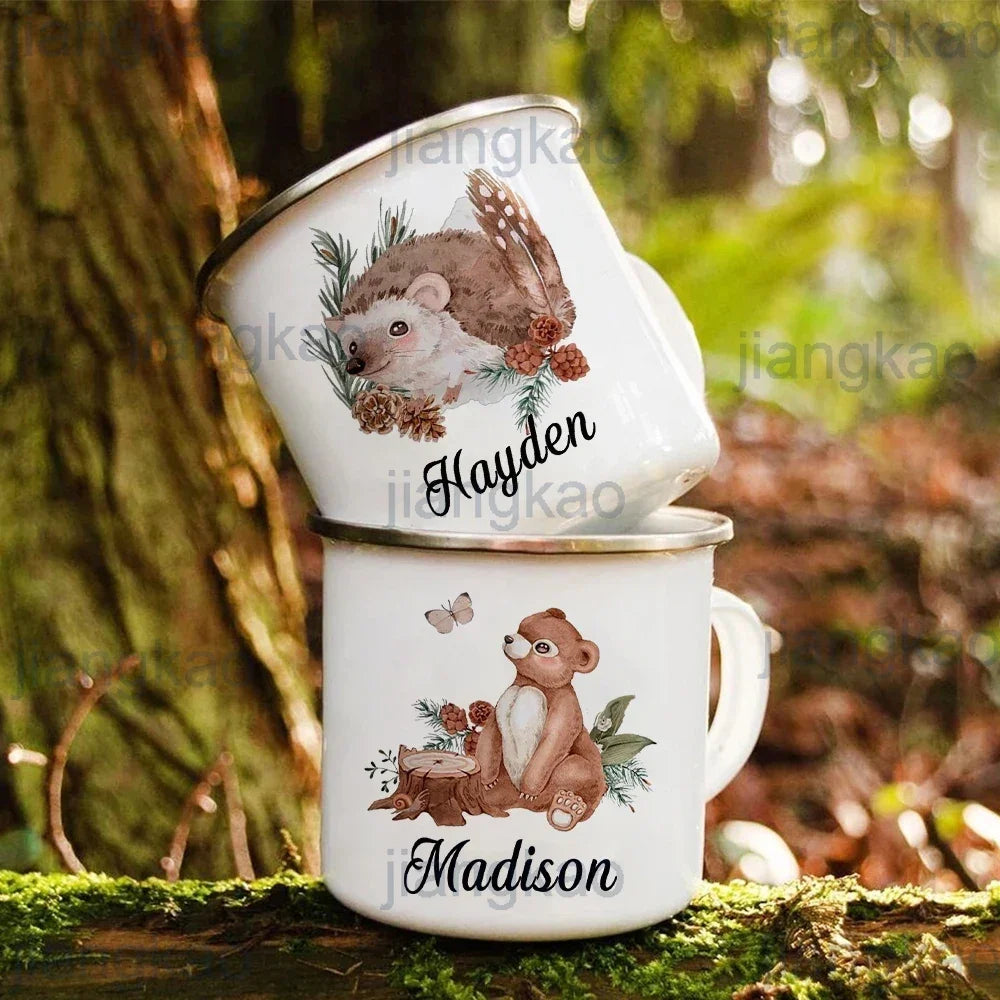 Personalized Animal Name Kids Enamel Mug – Jungle Birthday Gift