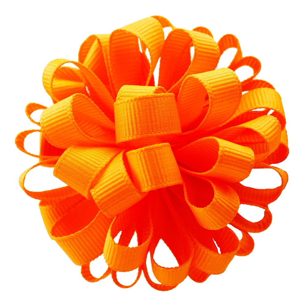 2-Pack Girls Grosgrain Ribbon Loopy Puff Hair Bow Clips