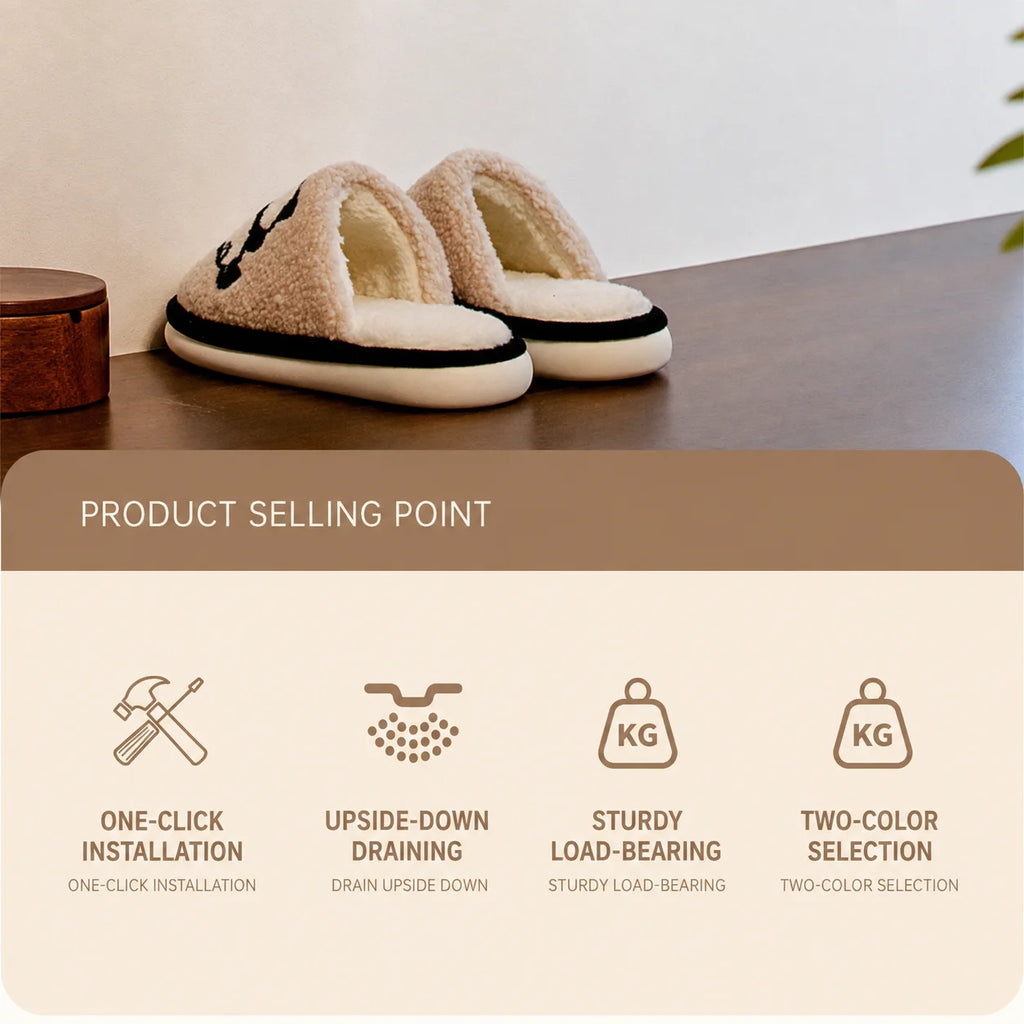 Wall Mounted Slipper Rack – No-Drill Suction Cup Bathroom Storage