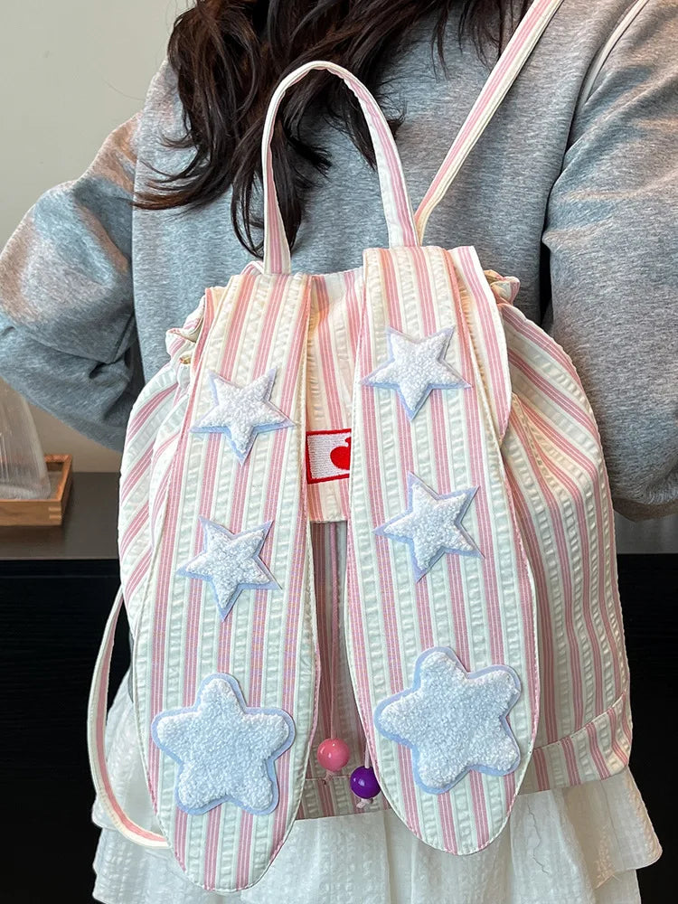 Cute Bunny Ear Backpack for Women – Large Capacity School Bag