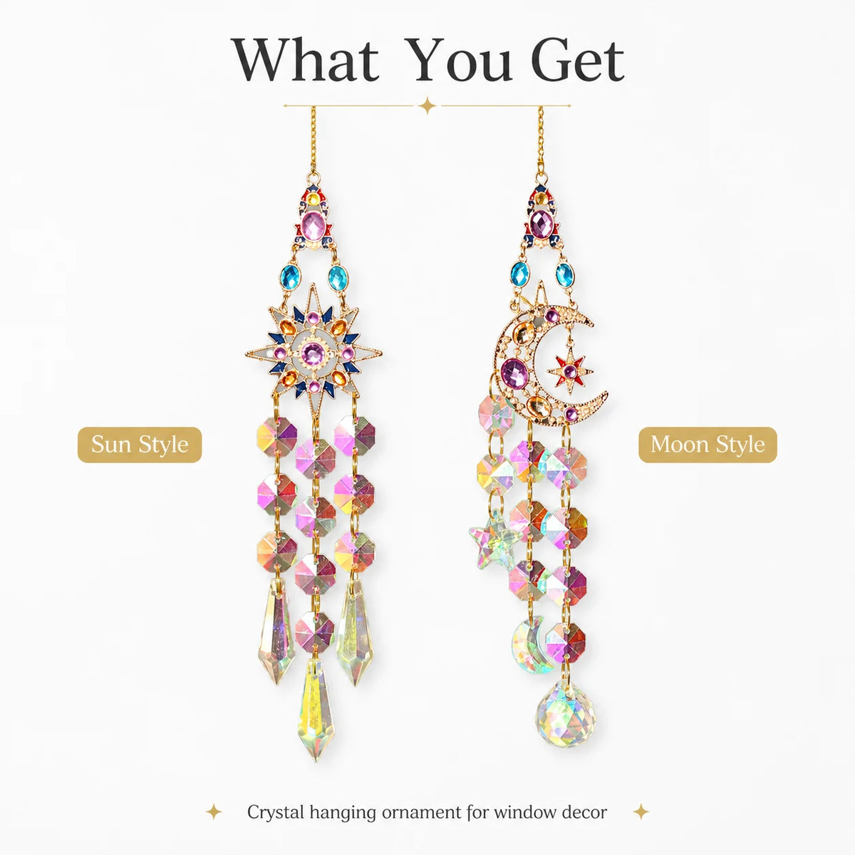 Crystal Sun Catcher Window Hanging – Rainbow Prism Pendant