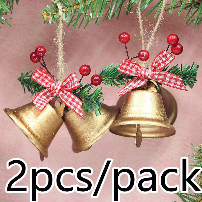 2-Pack 8cm Metal Bell Christmas Ornaments | Berry Bow Decor