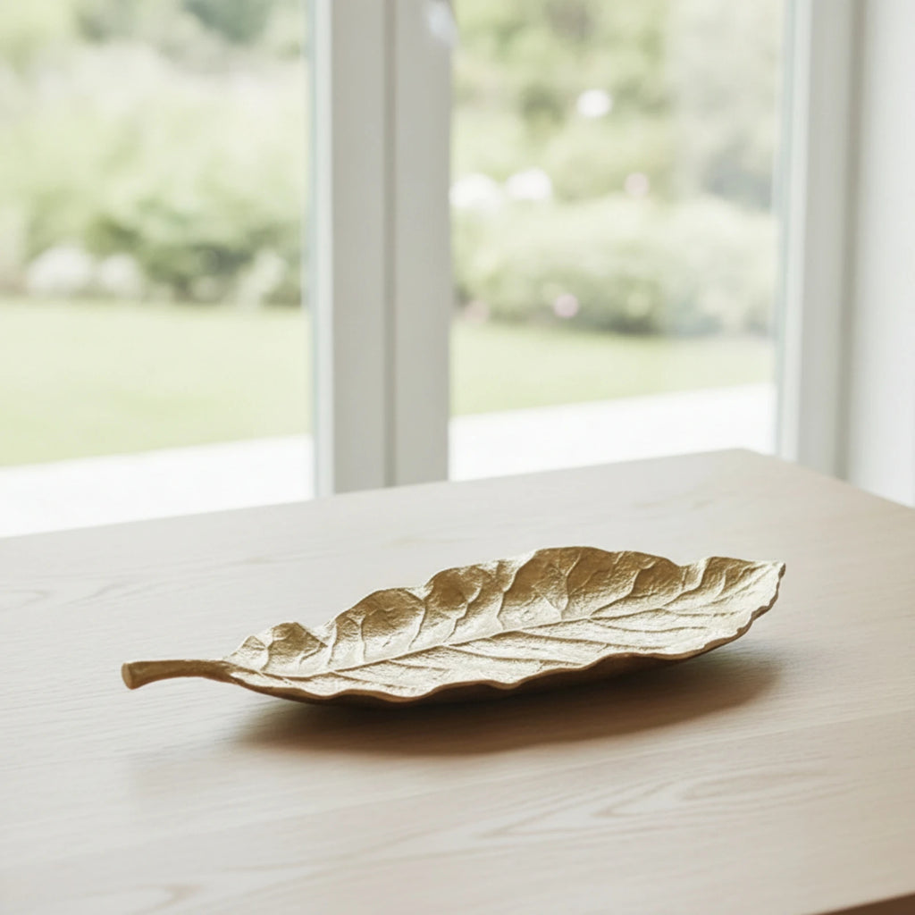 Cast Aluminum Leaf Tray | Decorative Metal Catchall Dish