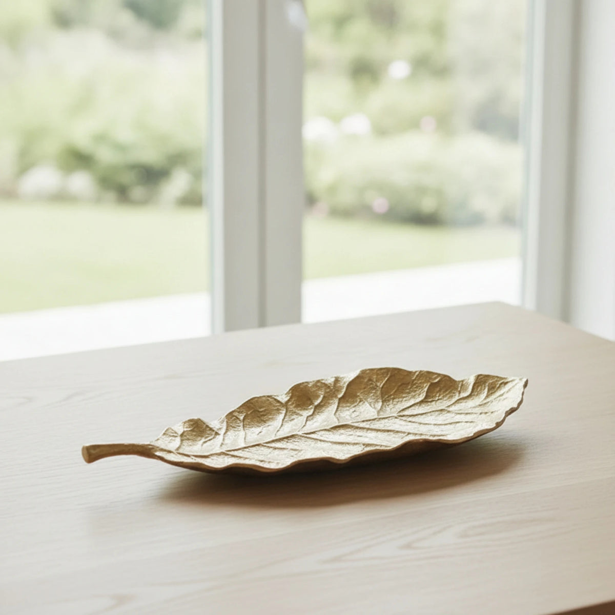 Cast Aluminum Leaf Tray | Decorative Metal Catchall Dish