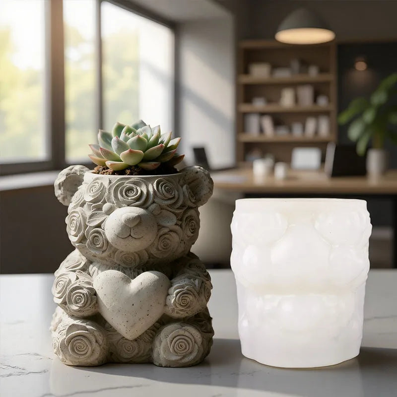 Love Bear Silicone Mold – Candle Cup, Flower Pot & Gypsum