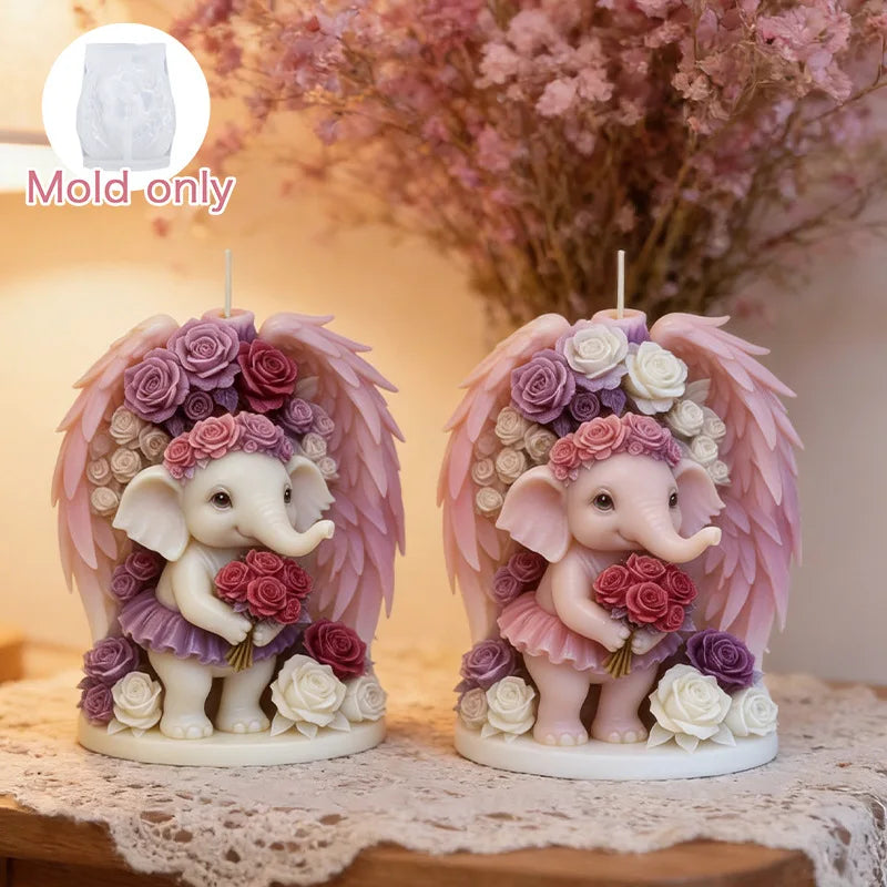 3D Angel Elephant Silicone Candle Mold – DIY Resin & Gypsum