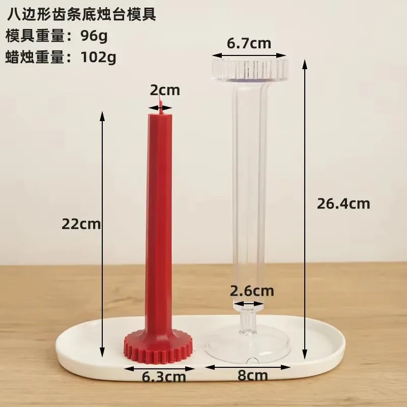 Striped Long Rod Candle Mold – PC Plastic Gear Column Mould
