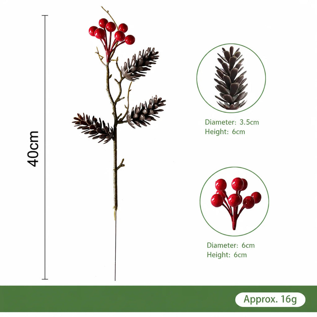 Artificial Christmas Pinecone Branch | Nordic Decorative Stem