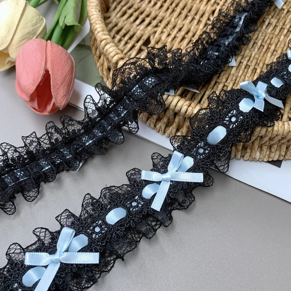 1 Yard Pleated Bow Lace Trim Ribbon – Sewing & Wedding Décor