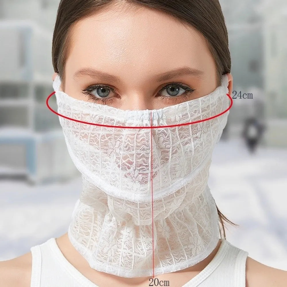 Women's Lace UV Sun Mask – Breathable Neck & Face Cover