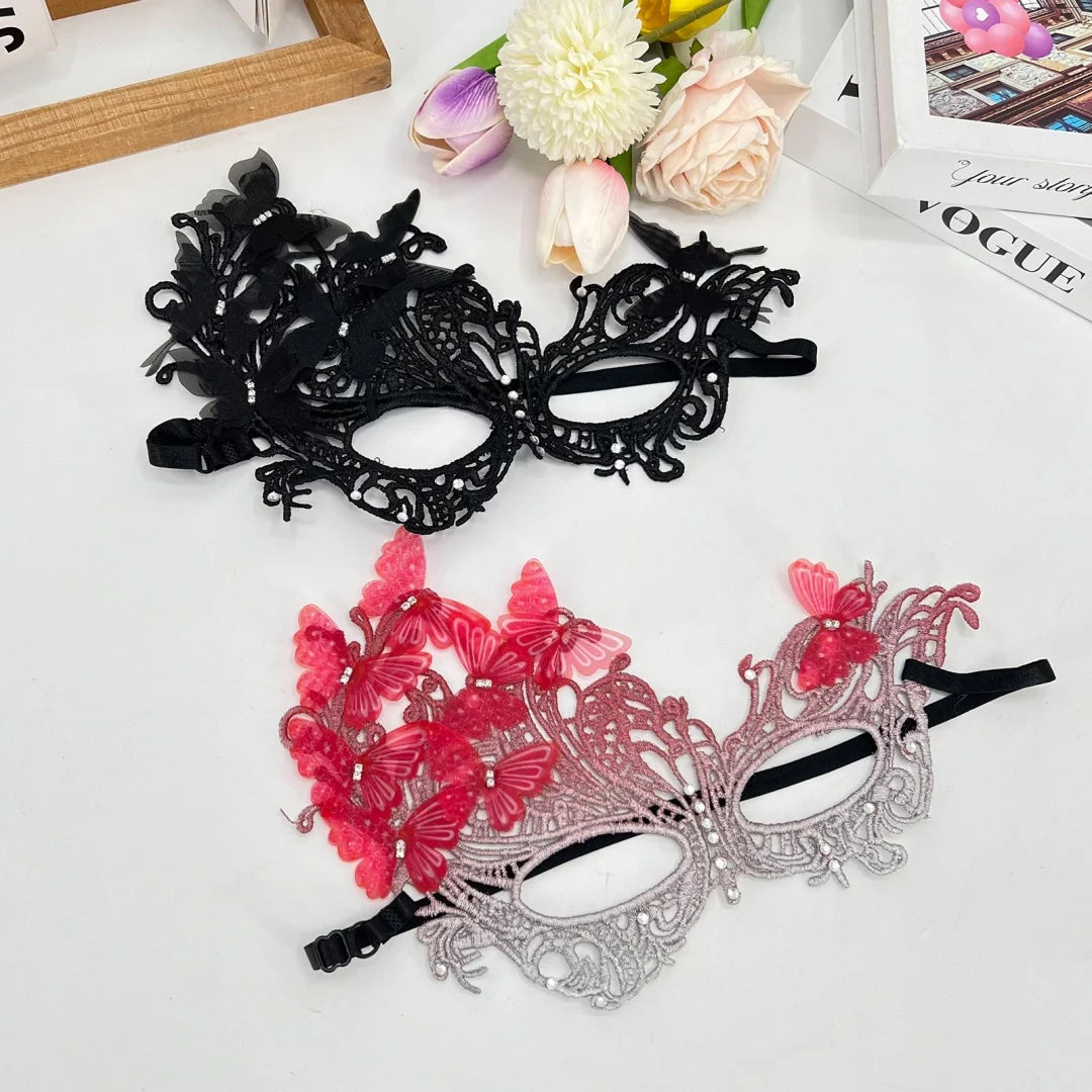 Gradient Butterfly Masquerade Mask – Lace Half Face Party Mask