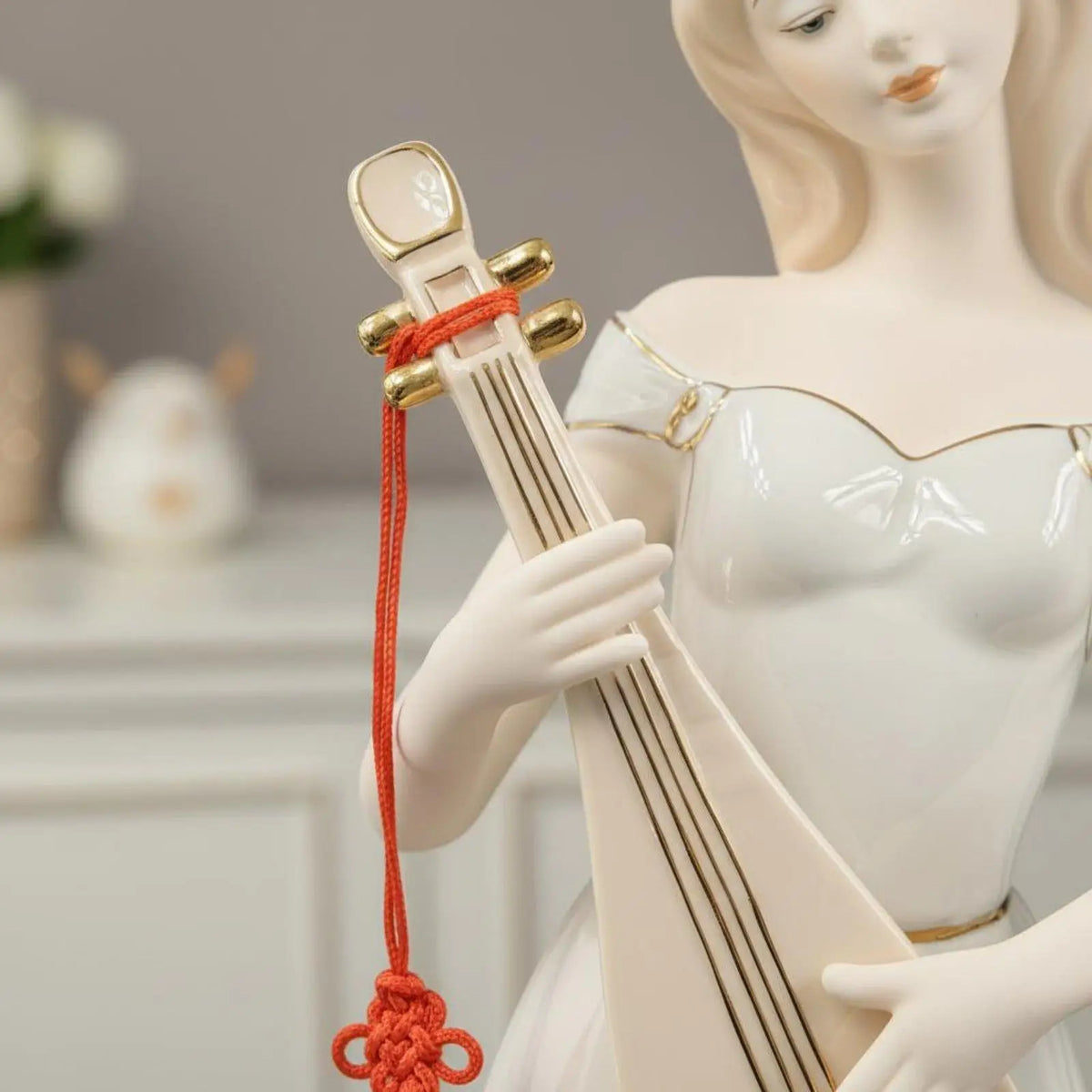 White Porcelain Ceramic Lady Figurine | Elegant Home Decor