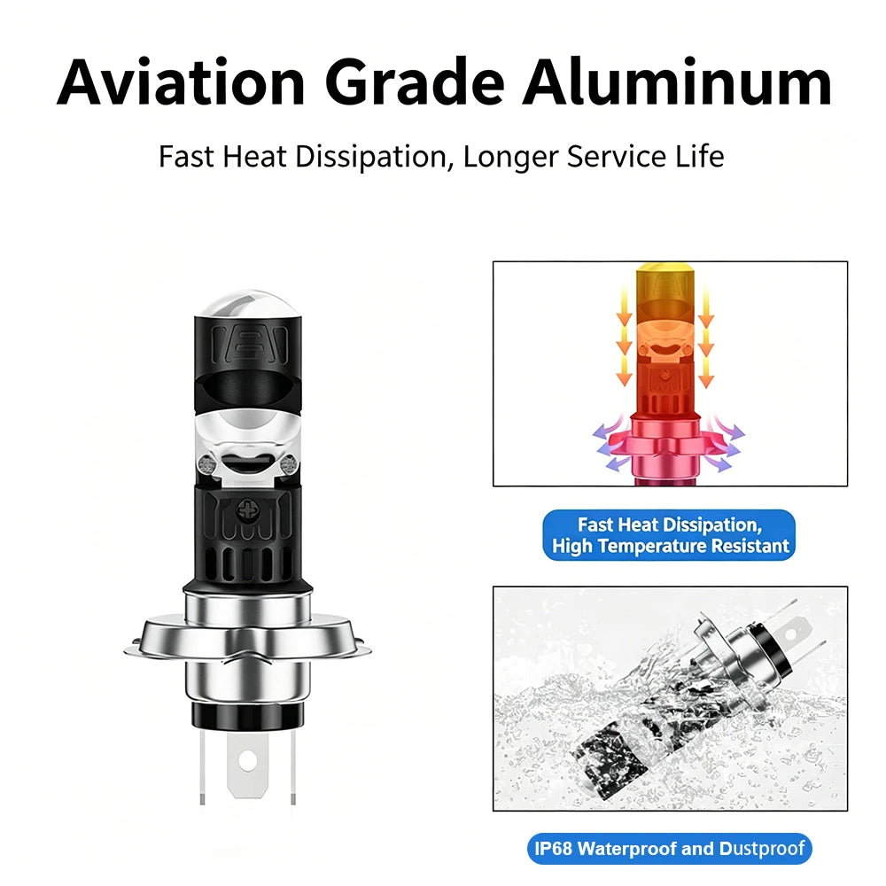 Motorcycle LED Headlight Bulb H4 H6 BA20D P15D – 40000LM