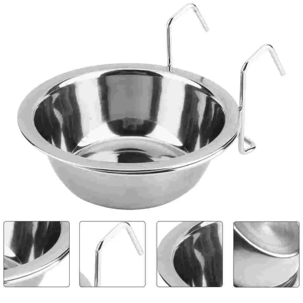 Stainless Steel Hang-On Pet Bowl – Dog & Cat Cage Cup