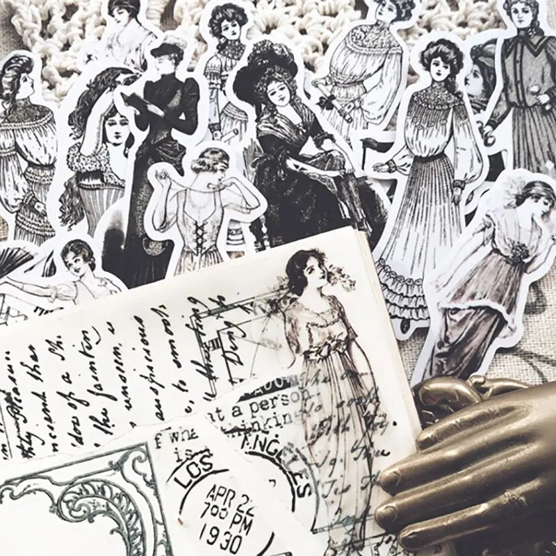Vintage European Ladies Scrapbooking Stickers | Retro Fashion