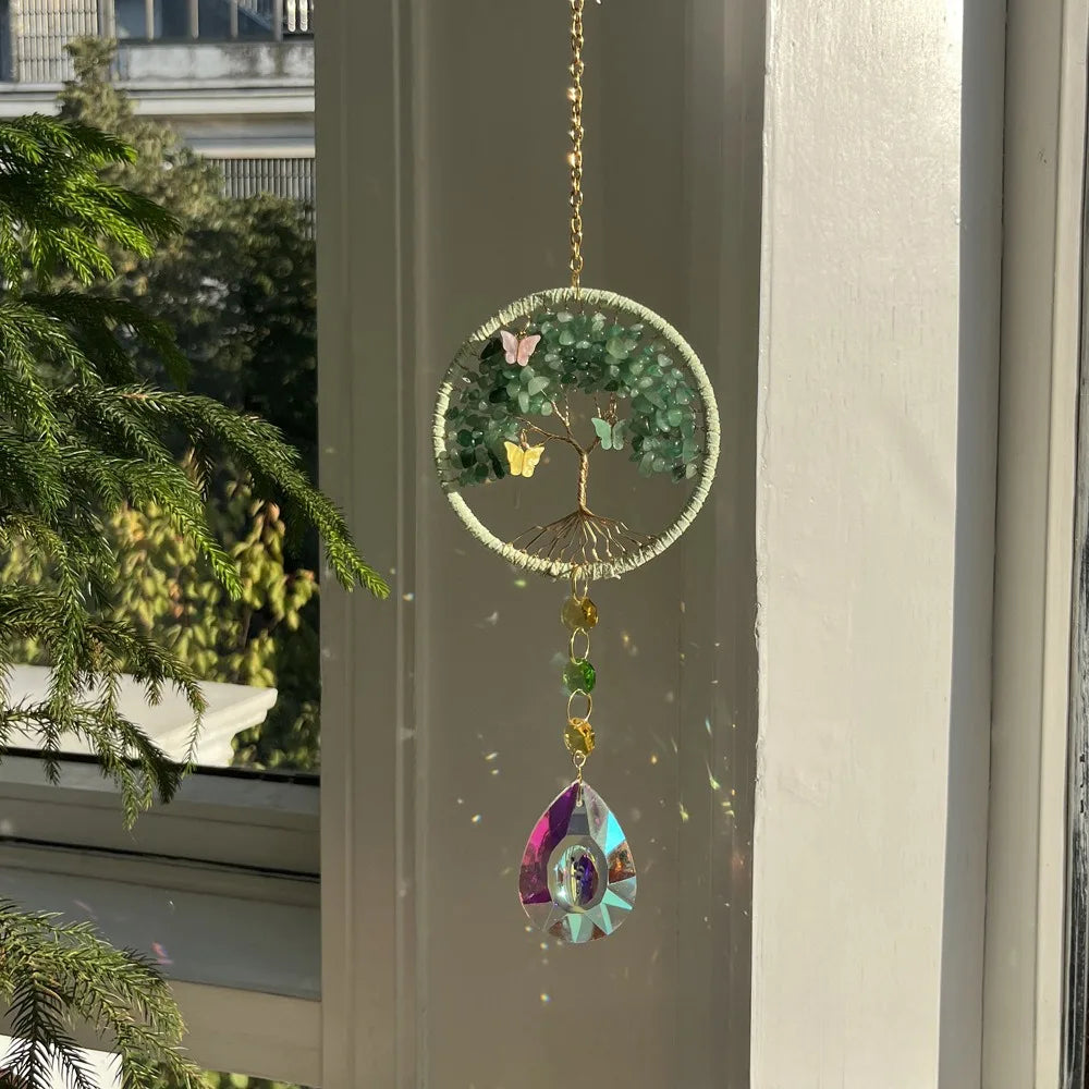 Tree of Life Crystal Suncatcher | Rainbow Prism Window Decor