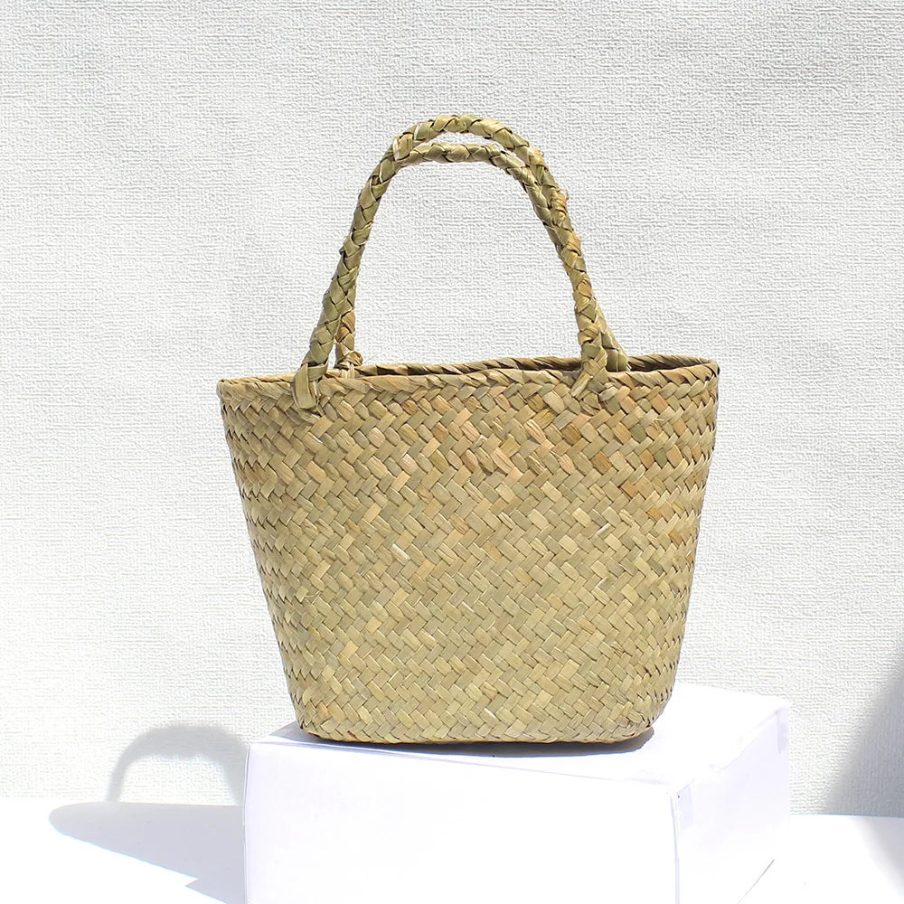 Handmade Rope Woven Beach Tote Bag | Nylon Bead Basket Bag