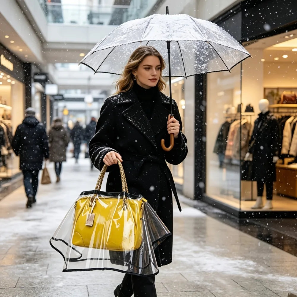 Clear Transparent Handbag Rain Cover – Foldable Waterproof EVA