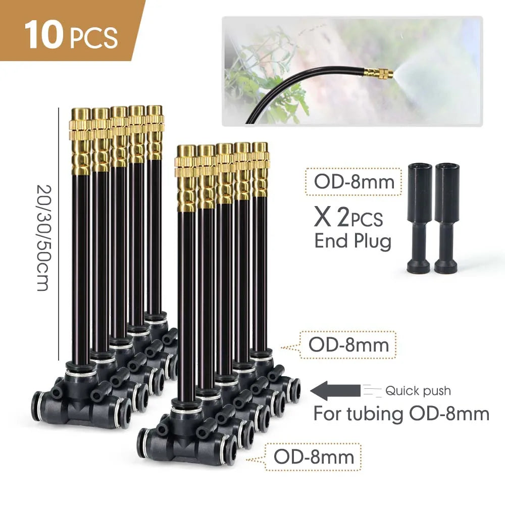 Flexible Misting Nozzle Set – Brass Atomization Spray 20/30/50cm