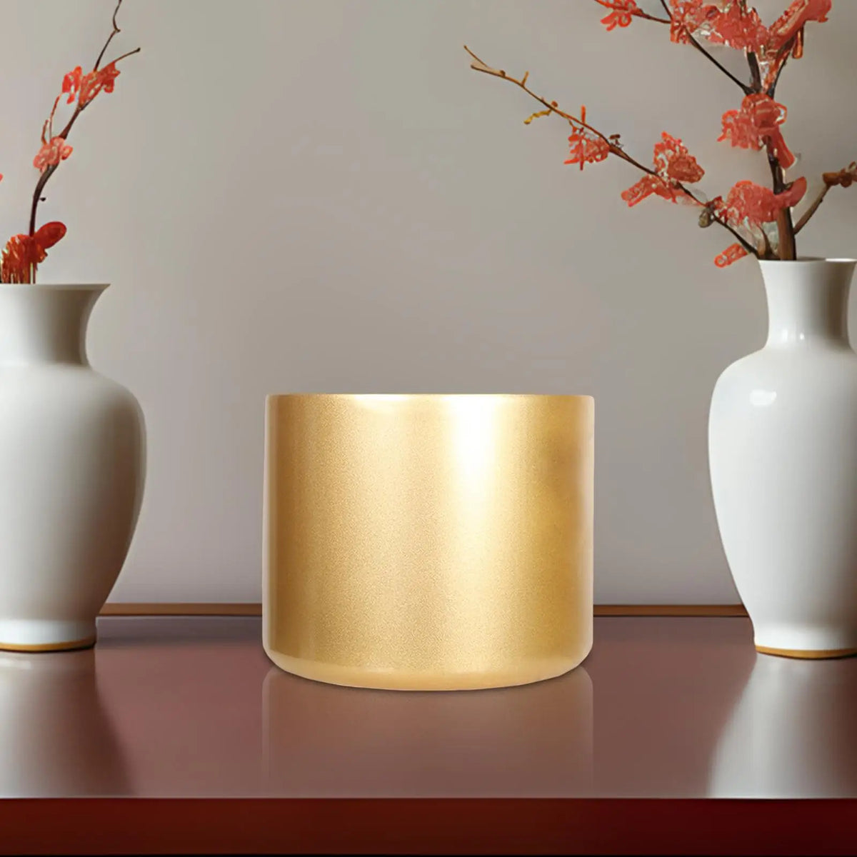 Golden Metal Chinese Flower Pot – Lunar New Year Vase Decor