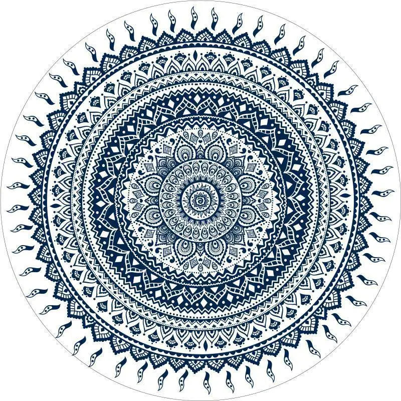 Vintage Nordic Round Mandala Rug – Bedroom & Living Room