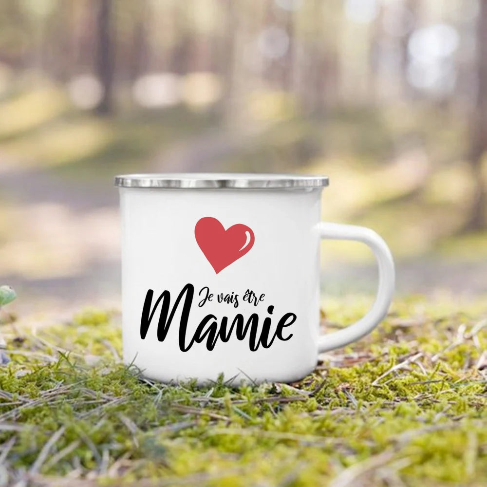 Super Papy Mamie Enamel Mug – Grandma & Grandpa Gift