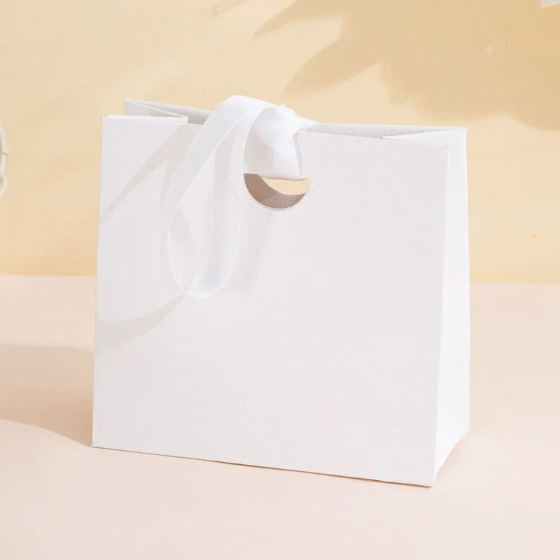Solid Color Paper Gift Bag with Satin Ribbon Handle