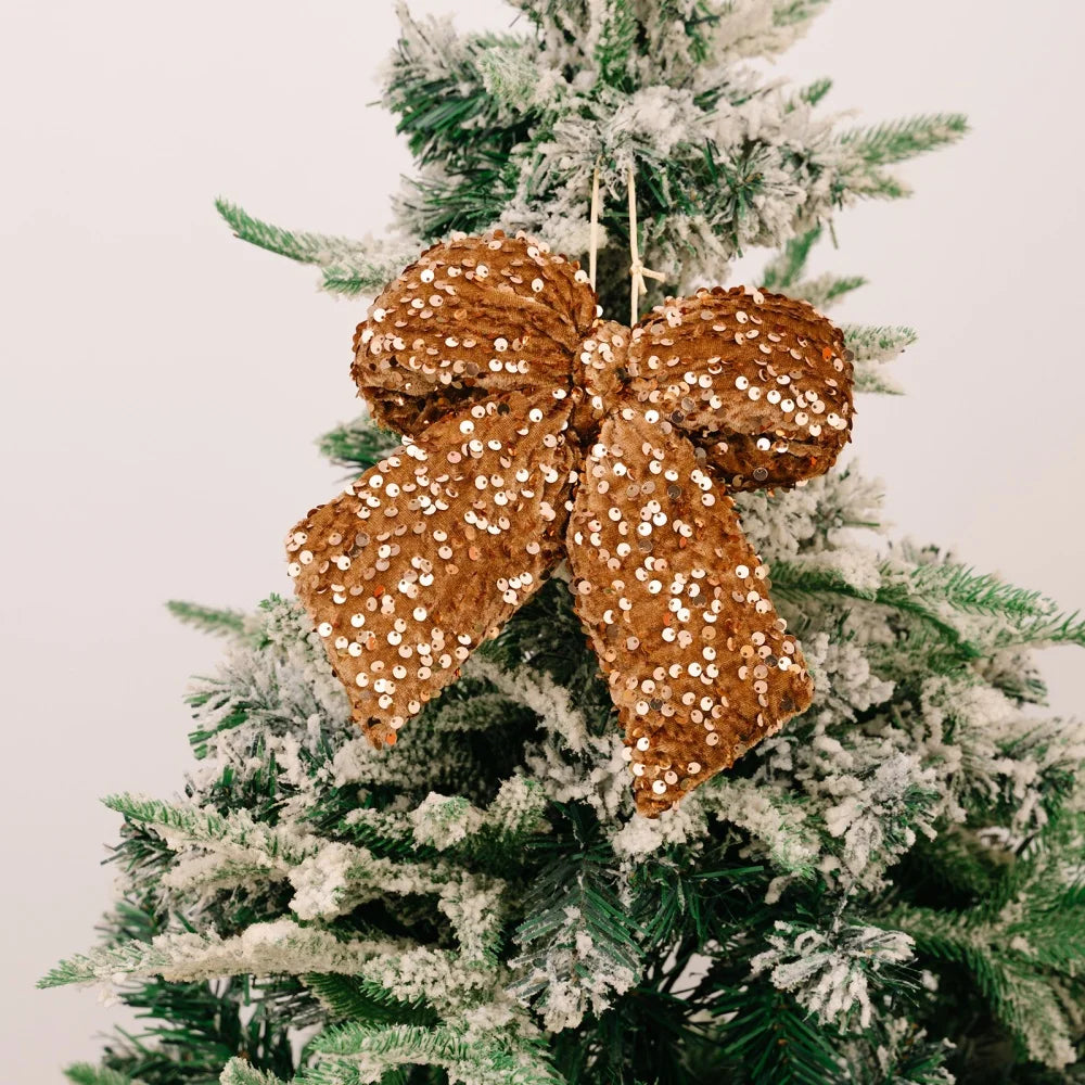 Christmas Sequin Bow Ornament – Sparkly Festive Tree Decor