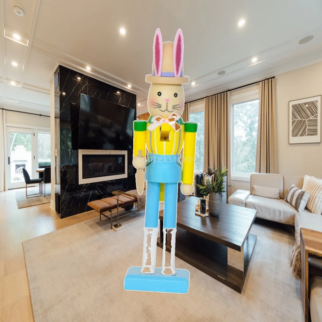 Easter Bunny Nutcracker Wood Figurine | Tabletop Statue