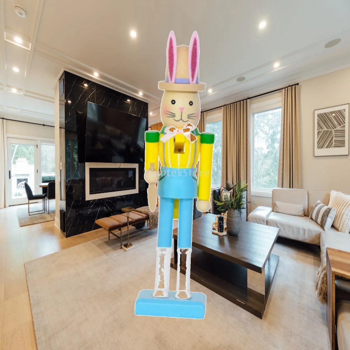 Easter Bunny Nutcracker Wood Figurine | Tabletop Statue