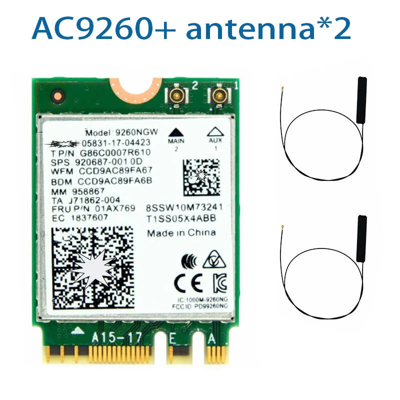 WDXUN 9260NGW M.2 NGFF Dual Band Wi-Fi + Bluetooth 5.0 Card