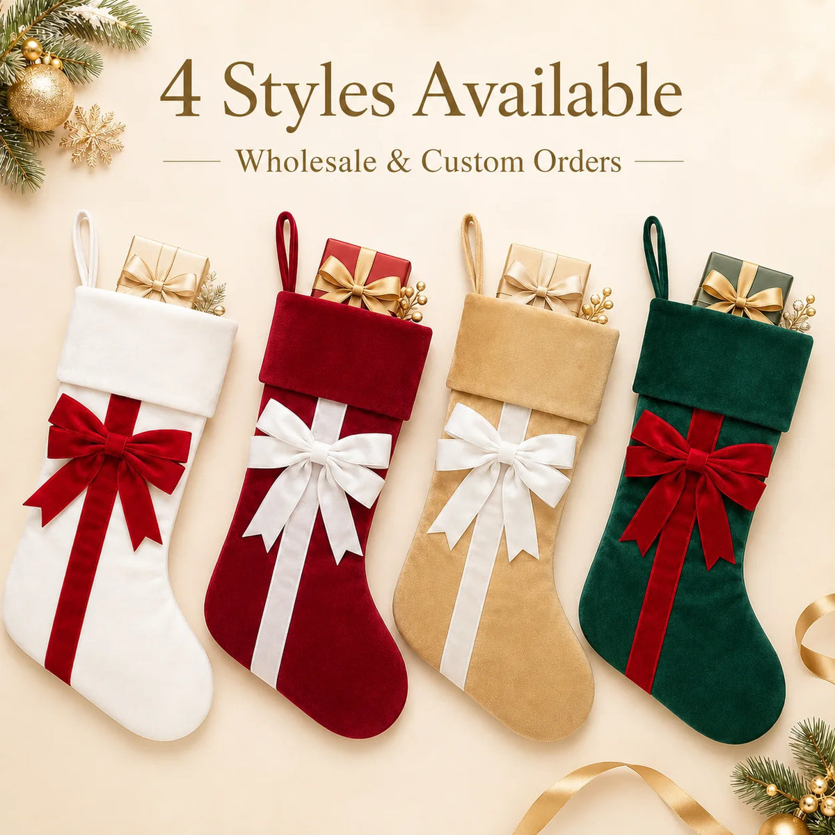 Velvet Christmas Stocking – Hanging Holiday Decoration & Gift Bag