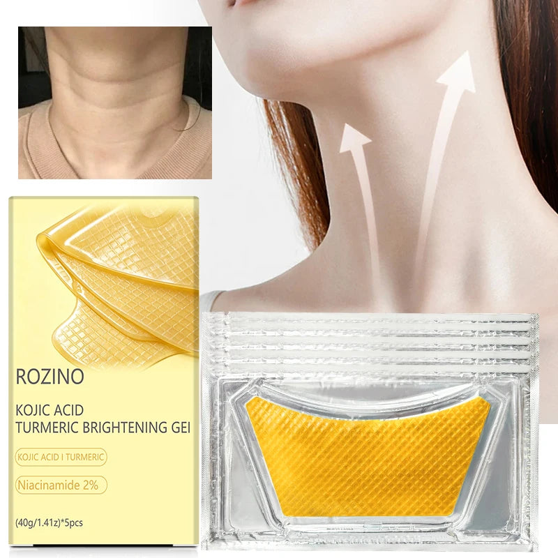 ROZINO Kojic Acid Turmeric Brightening Neck Mask | 5/10/15 Pack
