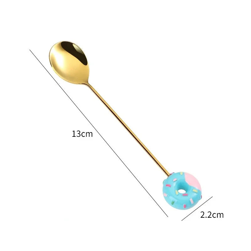 Stainless Steel Donut Cartoon Dessert Spoon & Fork