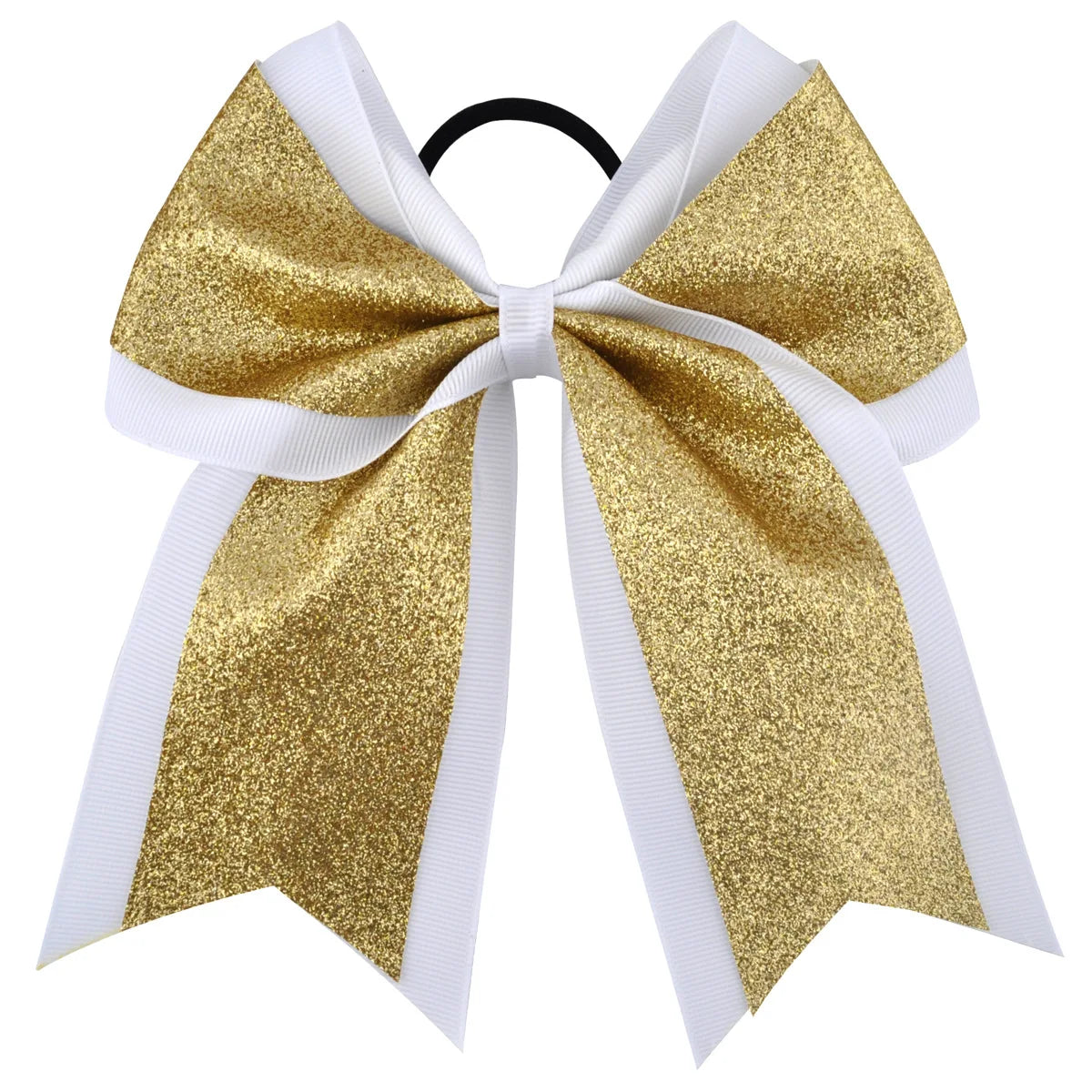 12-Pack 7" Glitter Cheerleading Bow Elastic Hair Bands for Girls