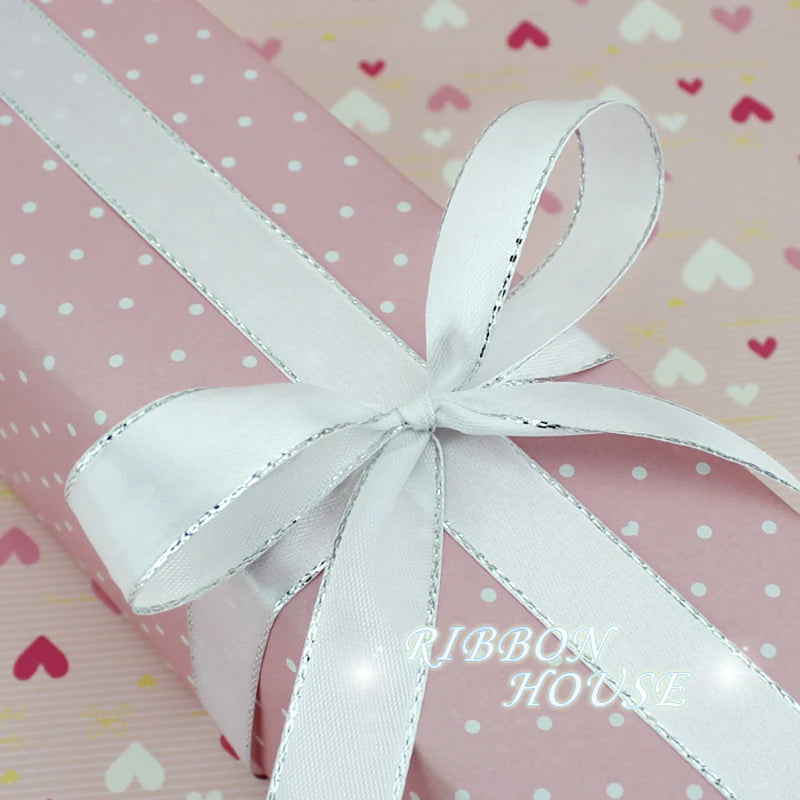White Silver Edge Satin Ribbon 25 Yards – Gift & Craft