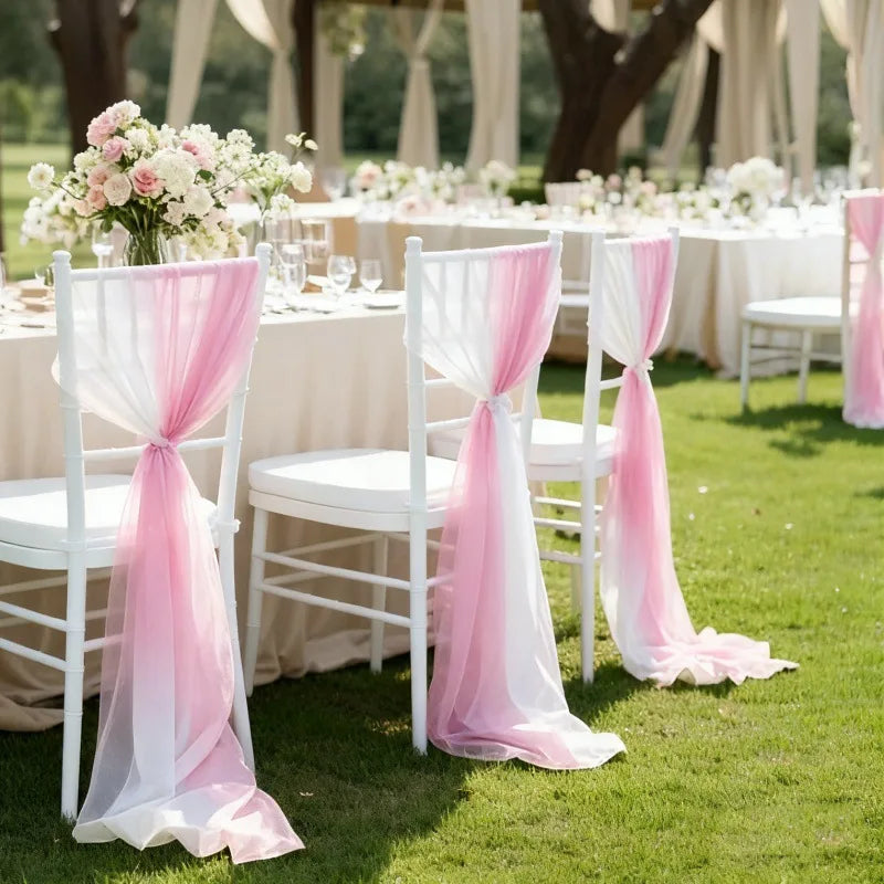 Tulle Organza Chair Sash Ribbon Bow – Wedding & Banquet Décor