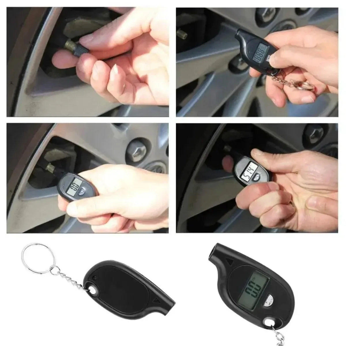 Mini Keychain Digital LCD Tire Pressure Gauge – Car & Moto