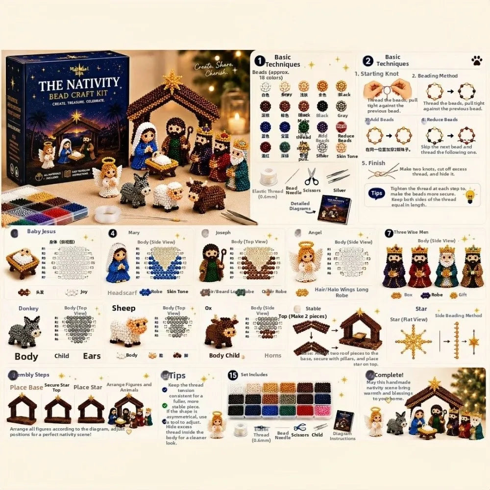 3D Bead Weaving Kit – Happy Family Character DIY Craft Set