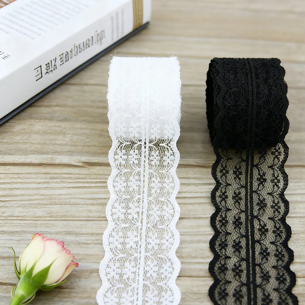 5 Yards White Cotton Lace Trim Ribbon 45mm – Gift & Craft