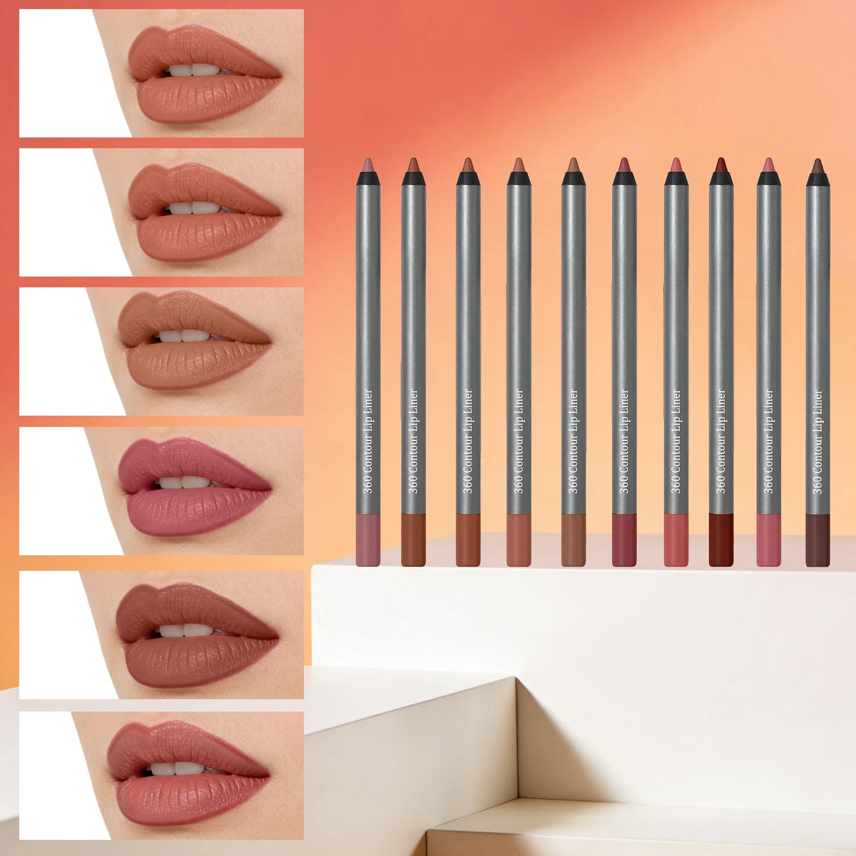 10-Color Waterproof Matte Lip Liner Pencil – Long-Lasting