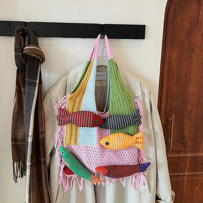 Women's Woven Tote Bag – Casual Chic Shoulder Bag