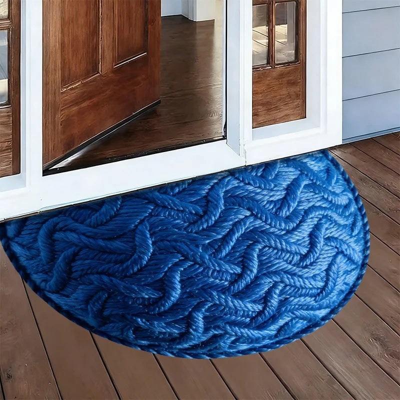 Semi-Circular Shimmering Doormat | Turquoise & Gold Non-Slip