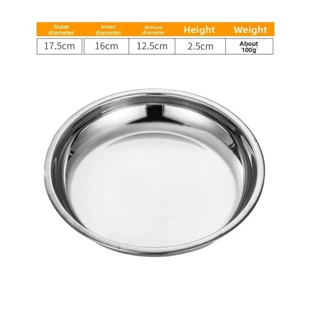 Stainless Steel Round Shallow Tray | Rustproof Camping Plate