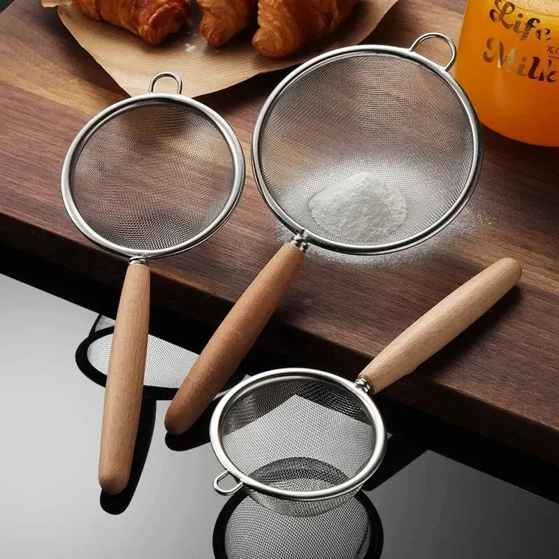 Stainless Steel Fine Mesh Strainer with Wooden Handle